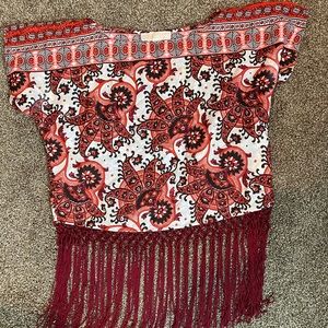 Michael Kors Cropped Fringe Top SZ XS